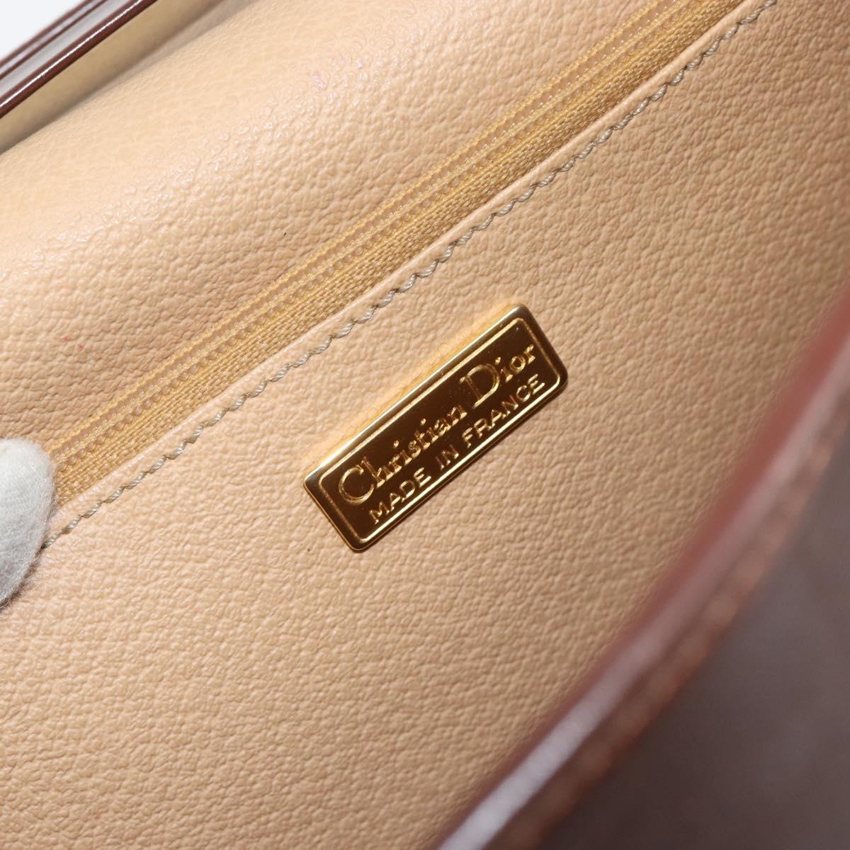 Christian Dior Trotter Canvas Hand Bag PVC Brown Gold Auth BA8206