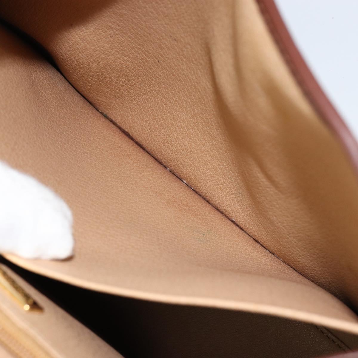 Christian Dior Trotter Canvas Hand Bag PVC Brown Gold Auth BA8206