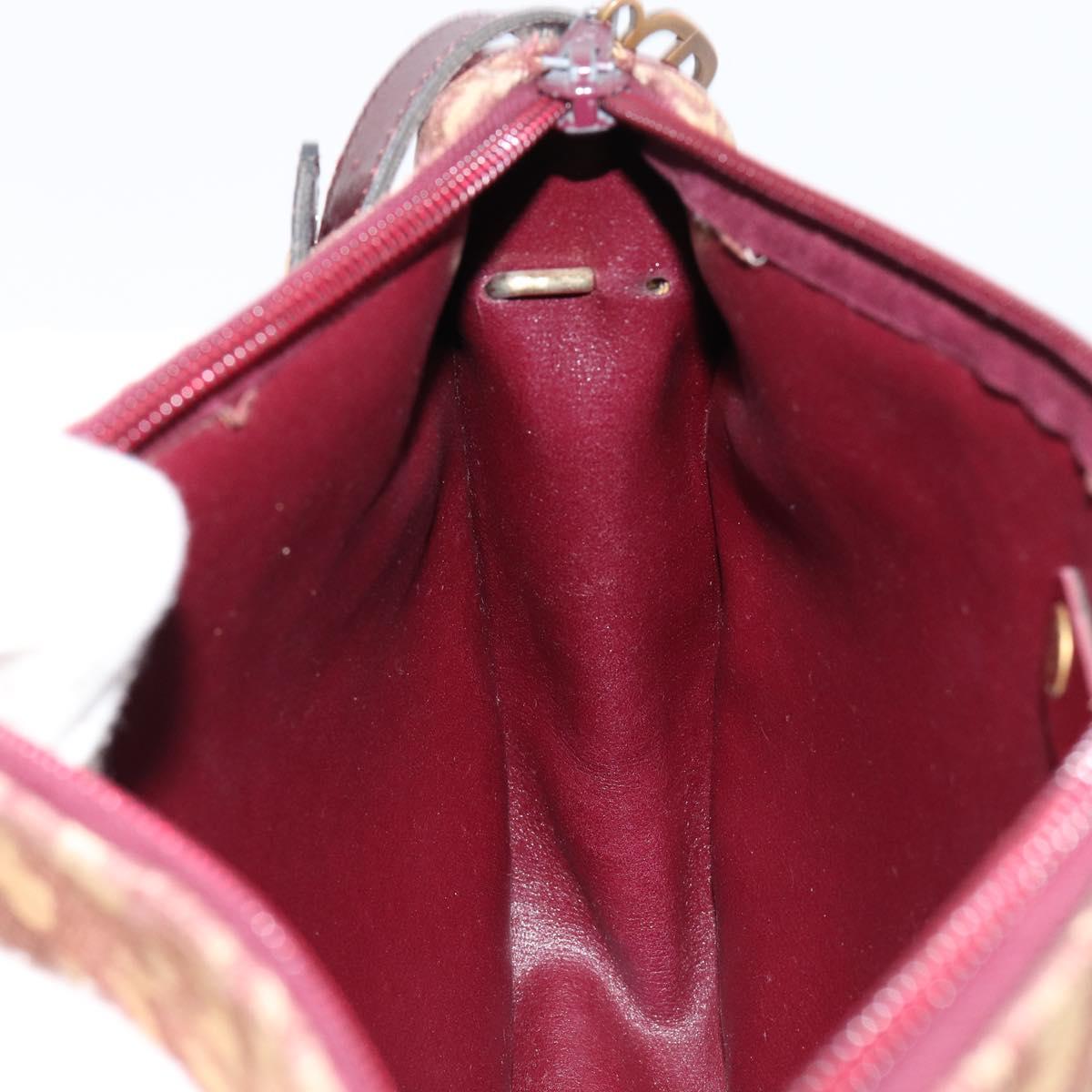 Christian Dior Trotter Canvas Shoulder Bag Beige Gold Auth BA8208