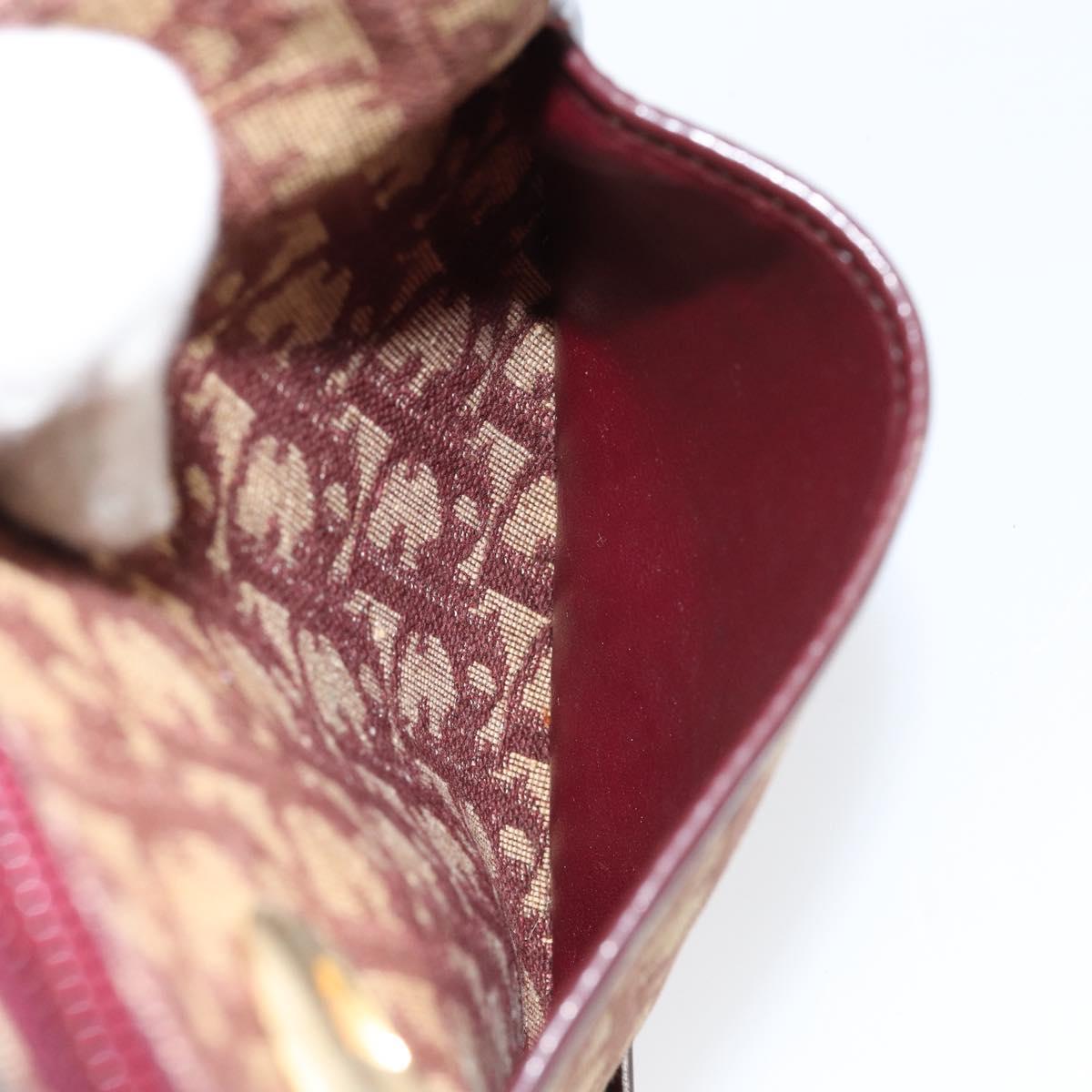 Christian Dior Trotter Canvas Shoulder Bag Beige Gold Auth BA8208