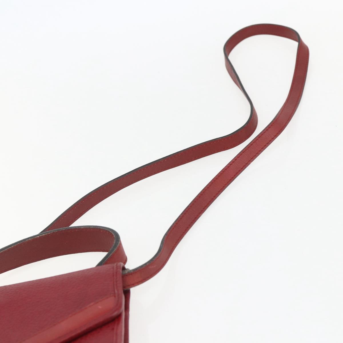 Christian Dior Hand Bag Leather 2way Red Gold Auth BA8209