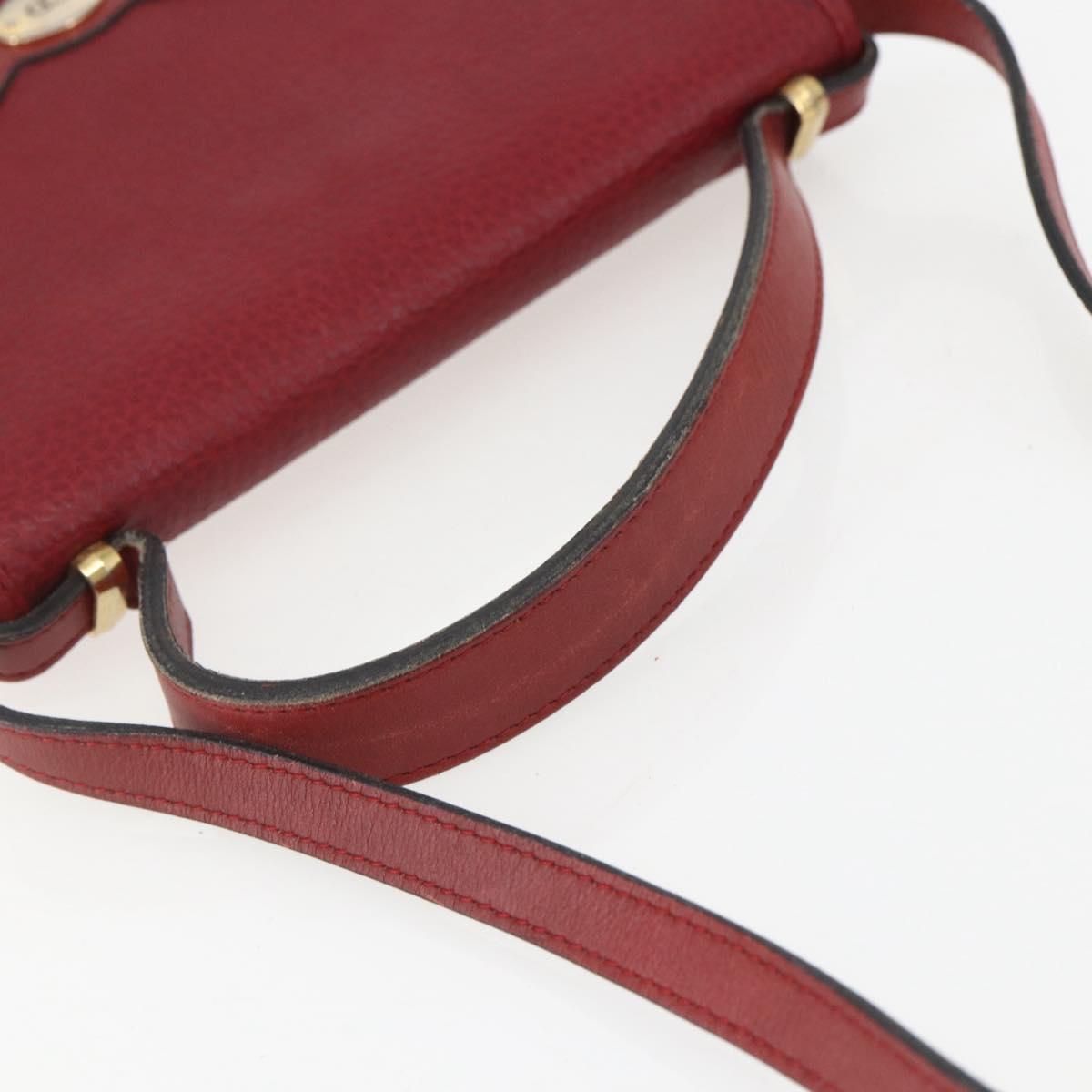 Christian Dior Hand Bag Leather 2way Red Gold Auth BA8209