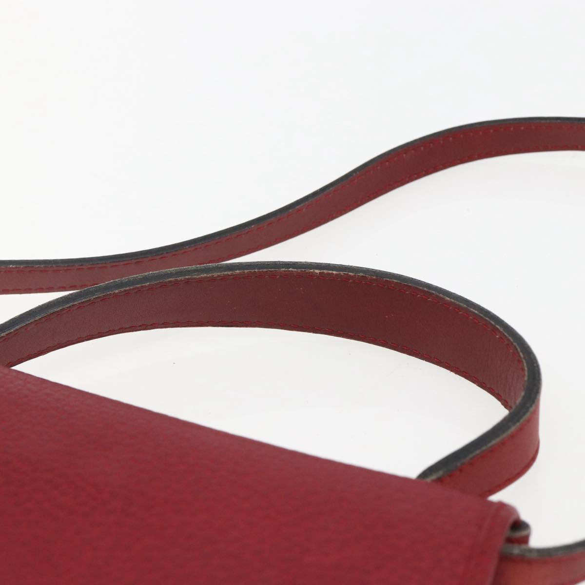 Christian Dior Hand Bag Leather 2way Red Gold Auth BA8209