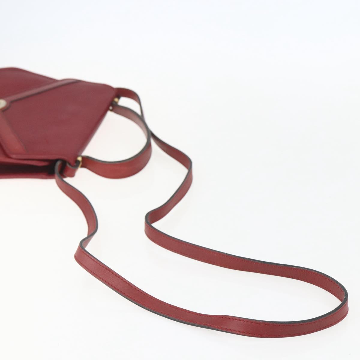 Christian Dior Hand Bag Leather 2way Red Gold Auth BA8209