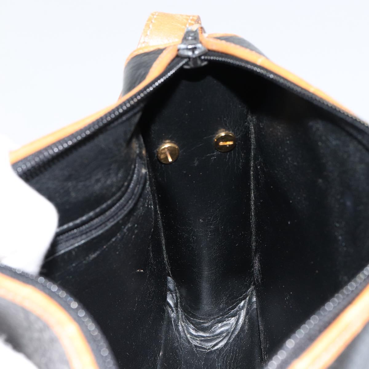 Christian Dior Shoulder Bag Leather Black Gold Auth BA8210