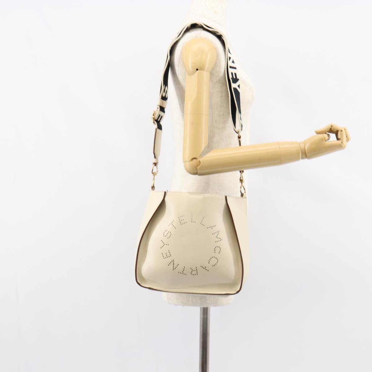 Stella MacCartney Shoulder Bag Leather Beige gold Auth BA8213