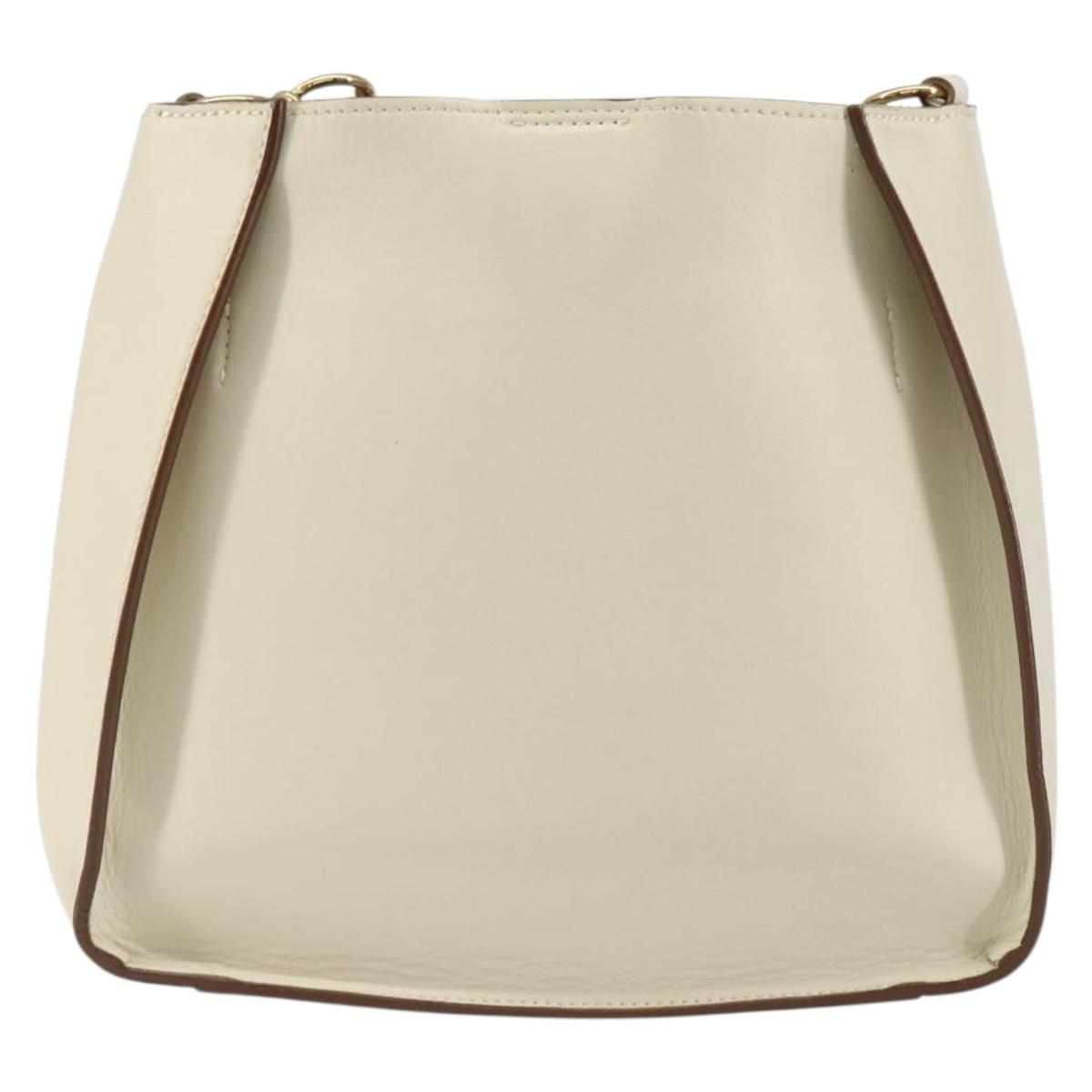 Stella MacCartney Shoulder Bag Leather Beige gold Auth BA8213