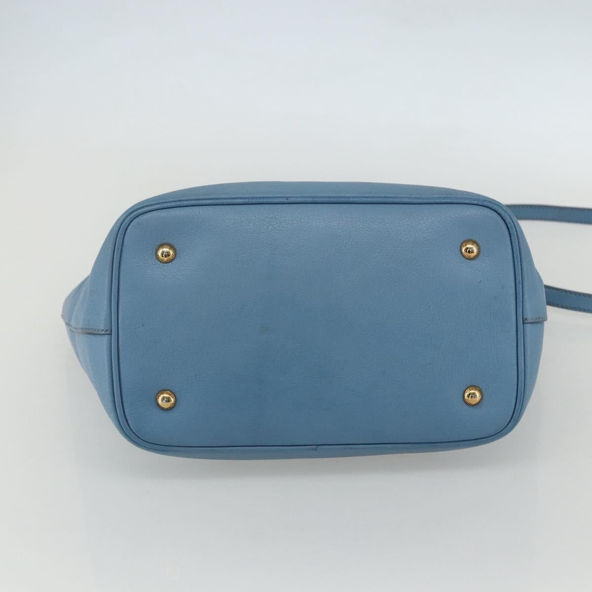 Miu Miu Hand Bag Leather 2way Blue Gold Auth BA8214