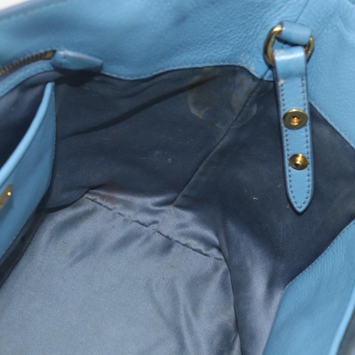 Miu Miu Hand Bag Leather 2way Blue Gold Auth BA8214