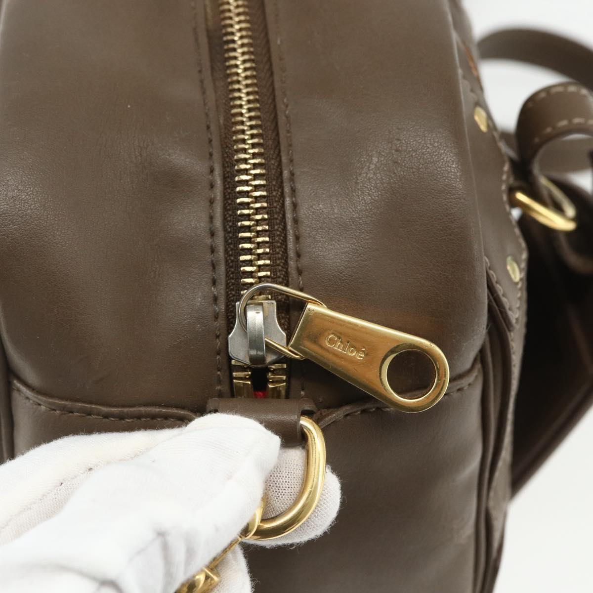 Chloe Eden Shoulder Bag Leather Brown Gold Auth BA8215