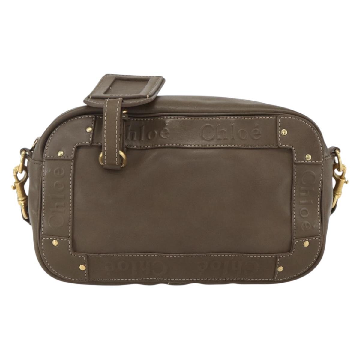 Chloe Eden Shoulder Bag Leather Brown Gold Auth BA8215