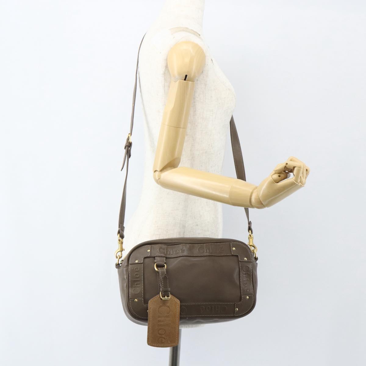 Chloe Eden Shoulder Bag Leather Brown Gold Auth BA8215