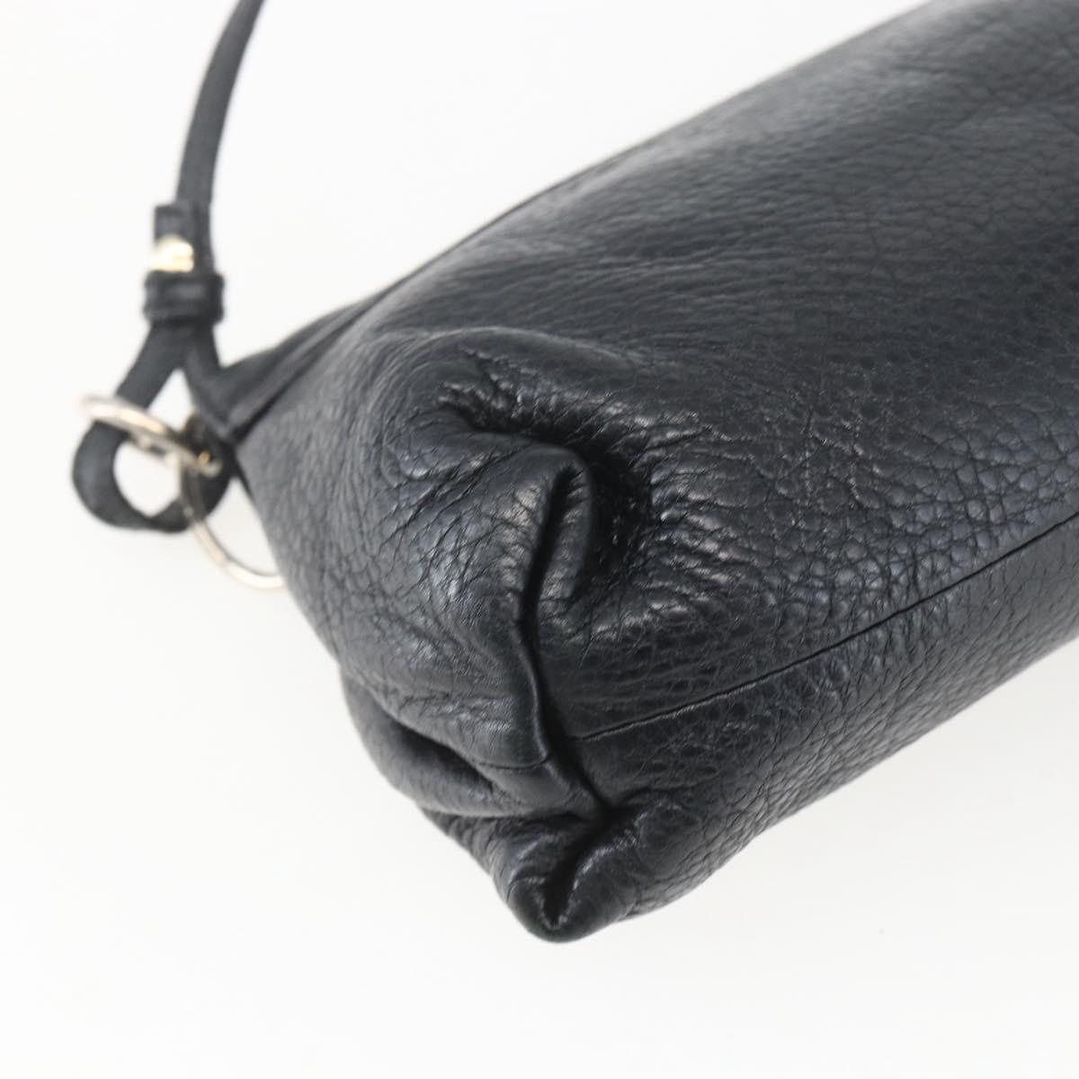 Chloe Lily Shoulder Bag Leather 2way Black Gold Auth BA8216