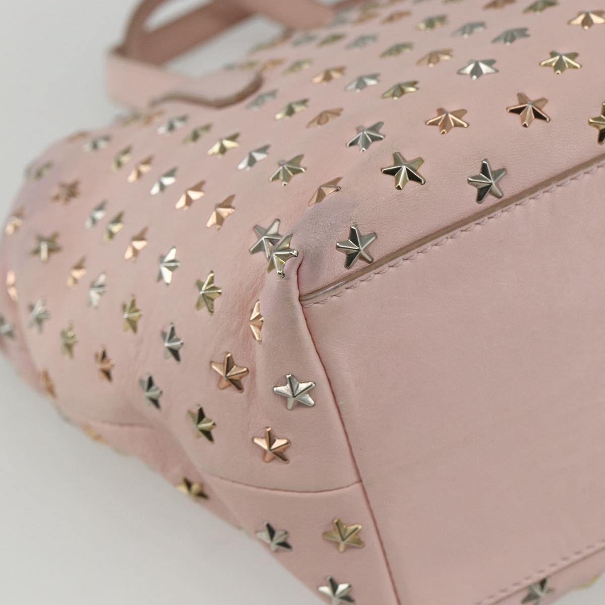 Jimmy Choo Studs Hand Bag Leather 2way Pink Auth BA8217