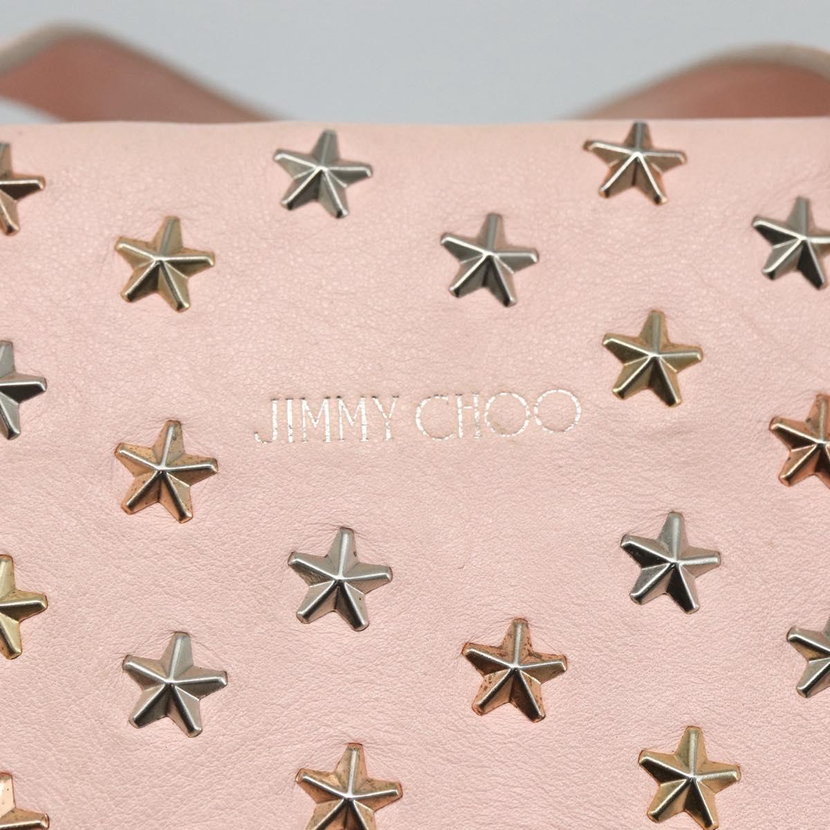 Jimmy Choo Studs Hand Bag Leather 2way Pink Auth BA8217