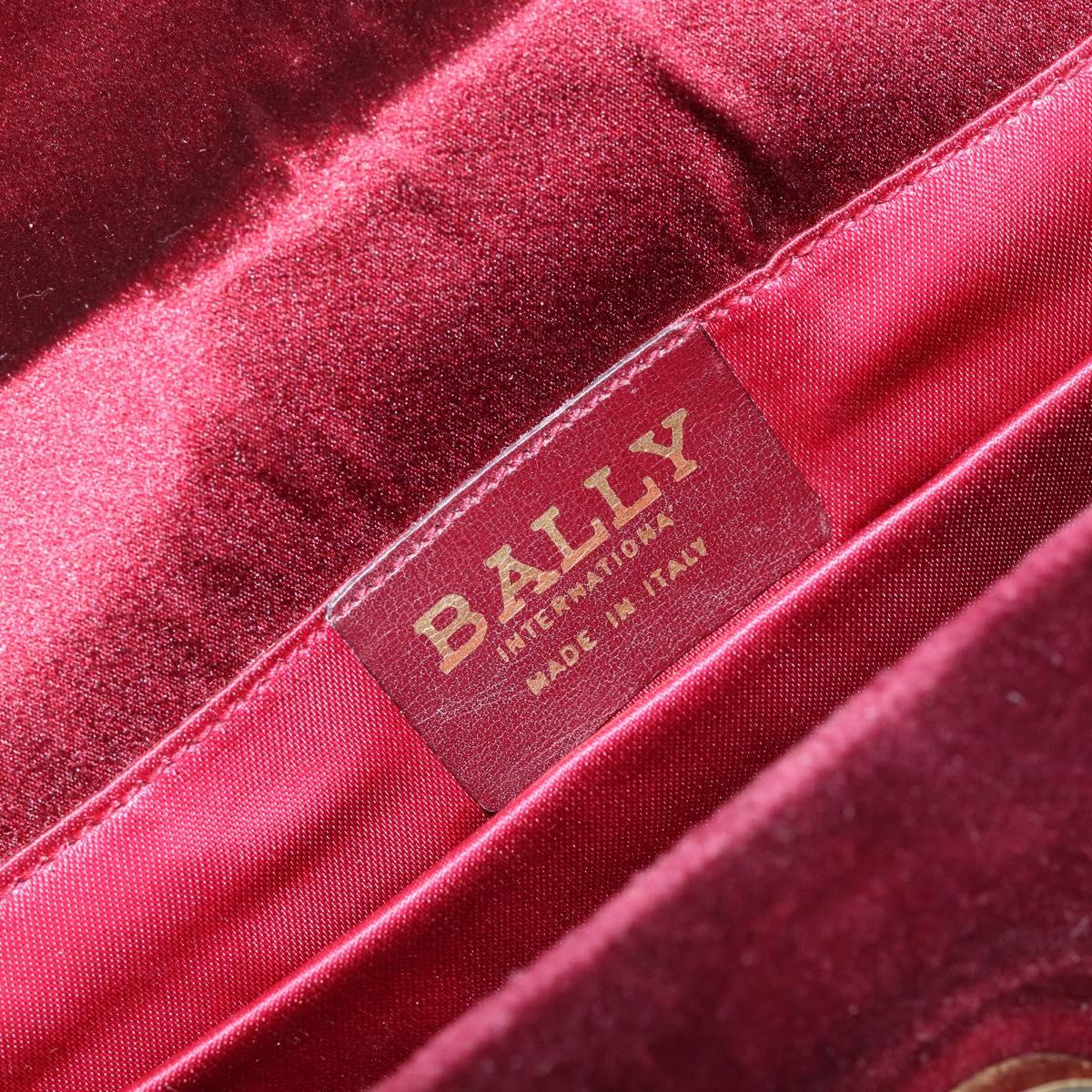 BALLY Shoulder Bag Velor Red Auth BA8218