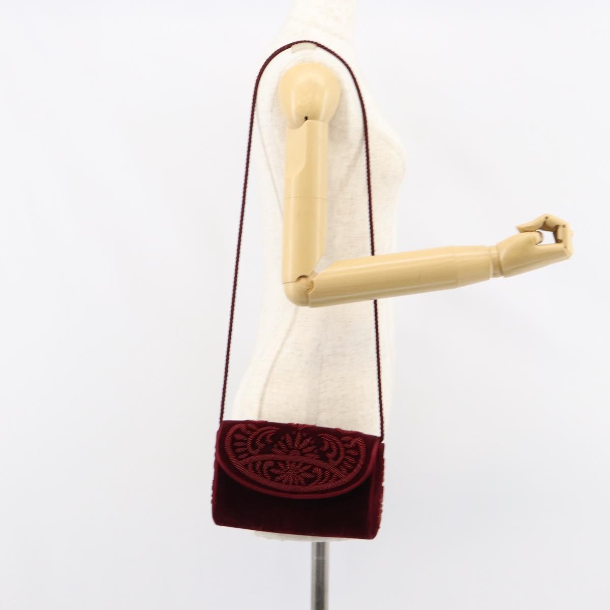 BALLY Shoulder Bag Velor Red Auth BA8218