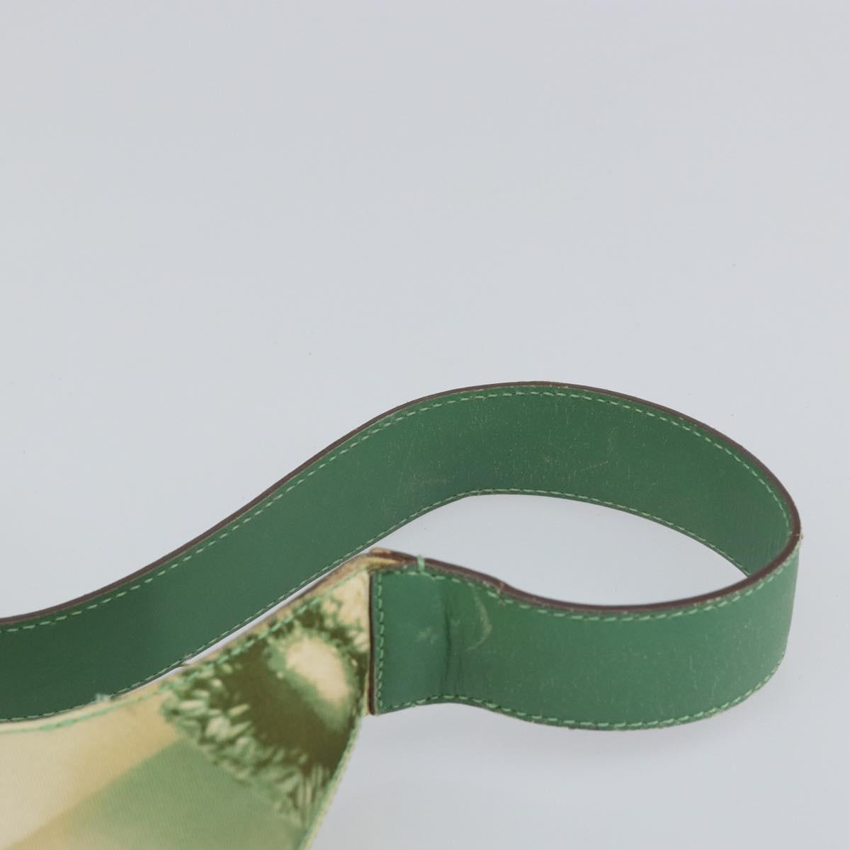 Salvatore Ferragamo Gancini Shoulder Bag Leather Canvas Green Gold Auth BA8221