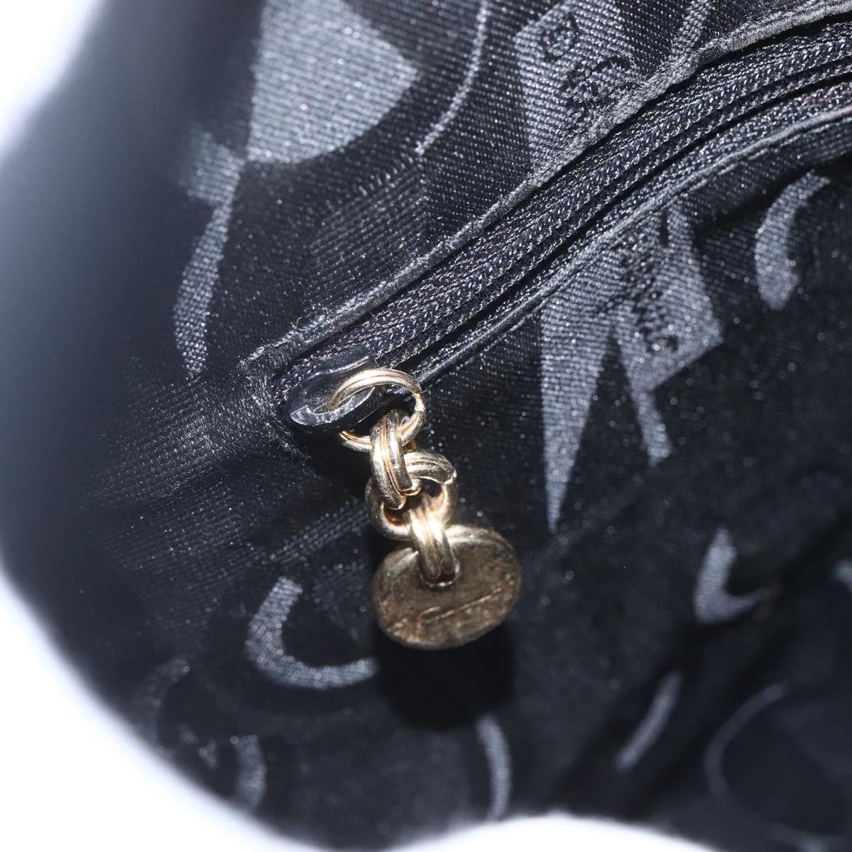 Salvatore Ferragamo Gancini Tote Bag Enamel Black Gold Auth BA8222