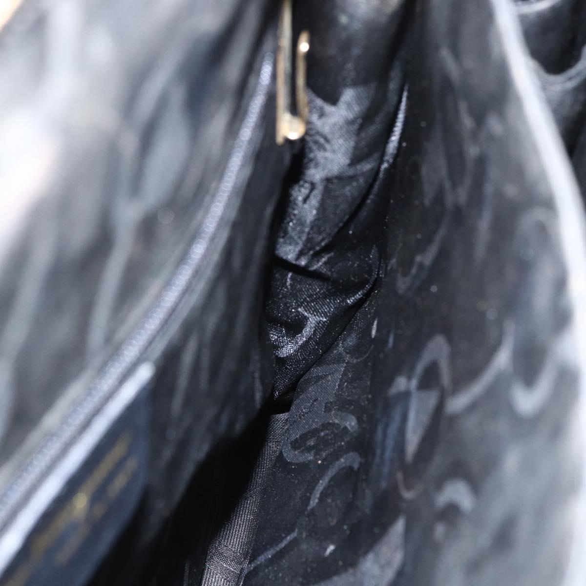 Salvatore Ferragamo Gancini Tote Bag Enamel Black Gold Auth BA8222