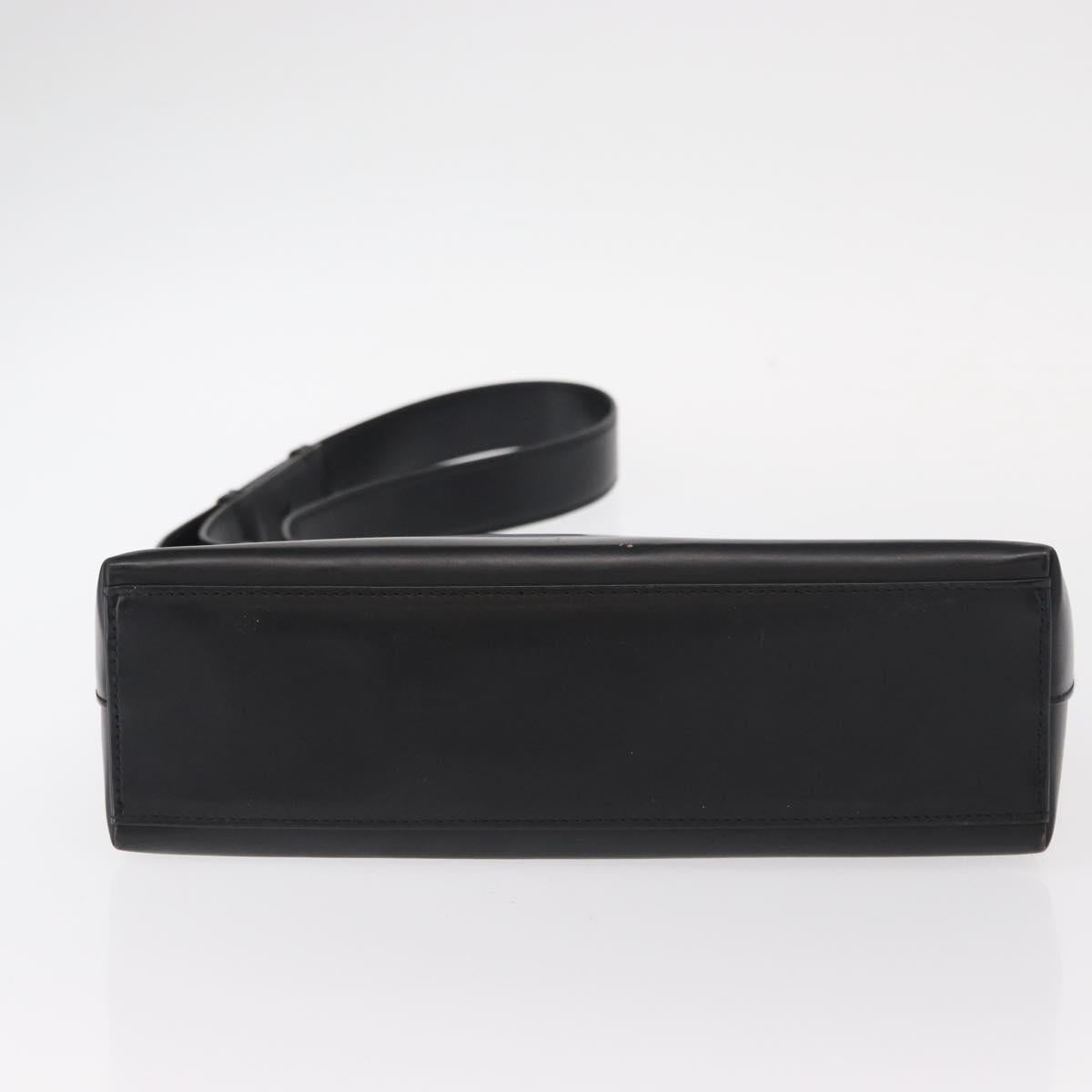 Salvatore Ferragamo Gancini Shoulder Bag Leather Black Silver Auth BA8223