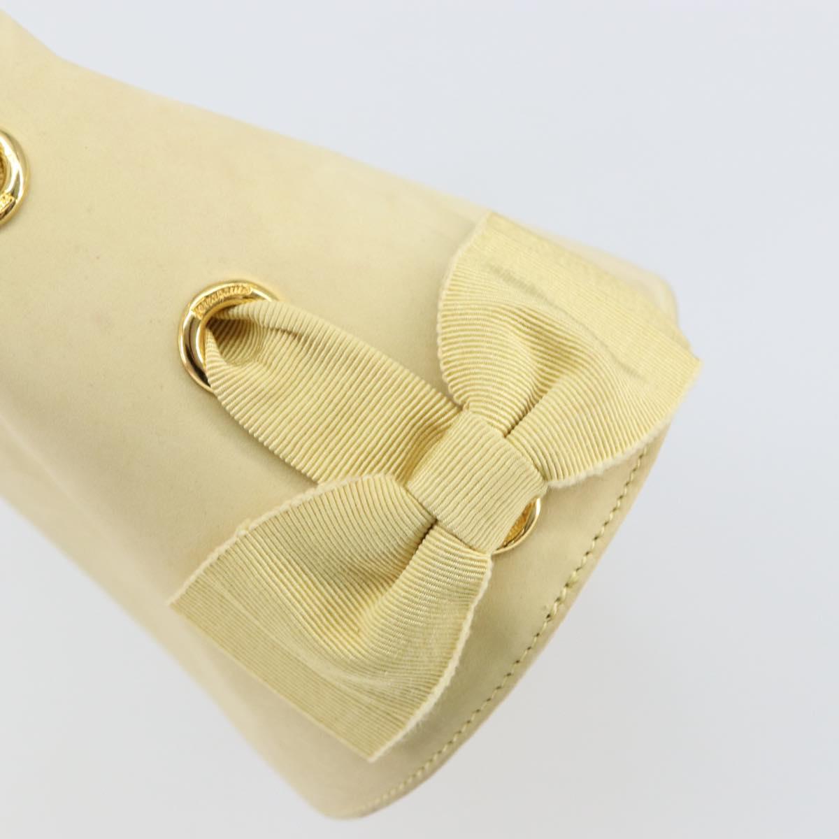 Salvatore Ferragamo Hand Bag Suede Yellow Gold Auth BA8224