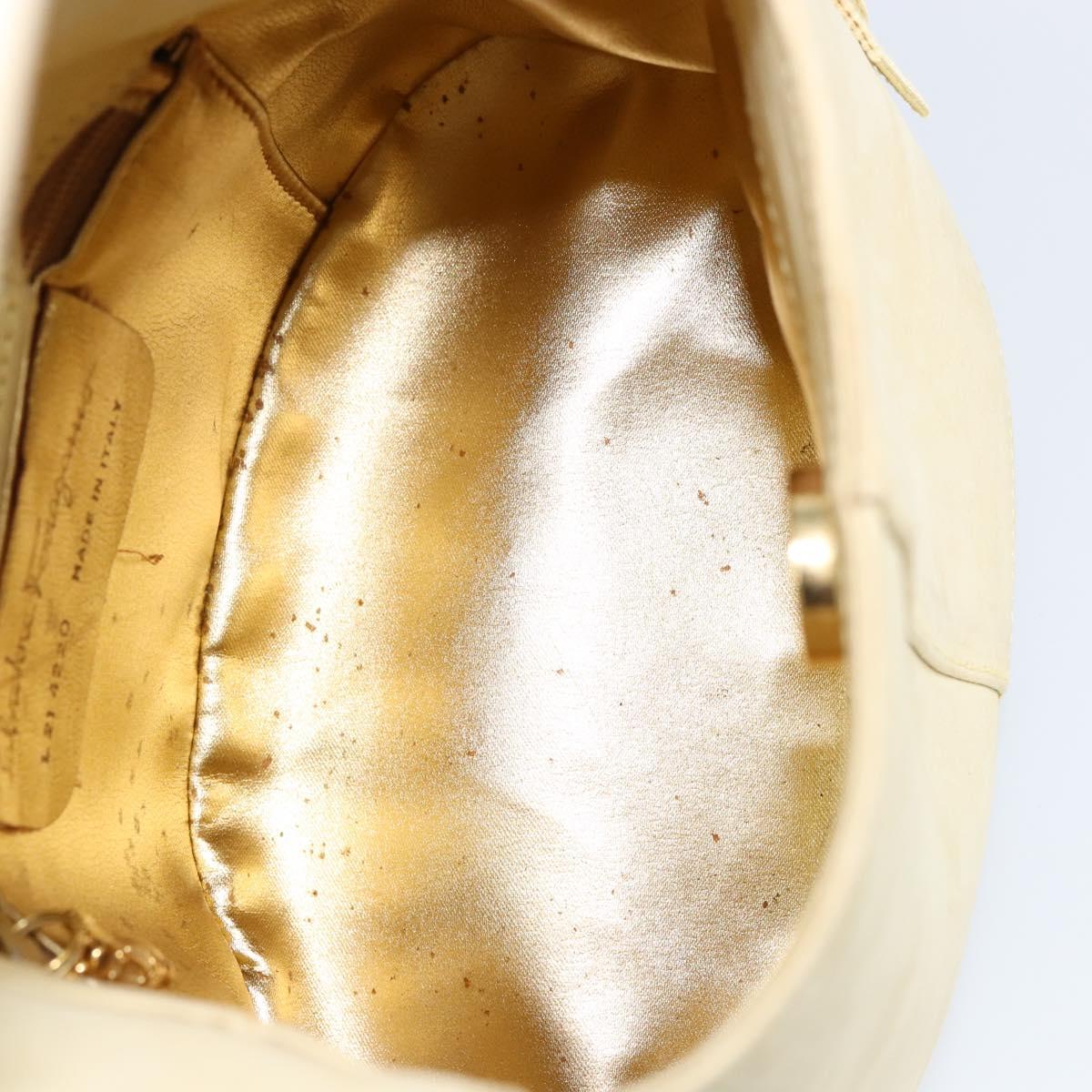 Salvatore Ferragamo Hand Bag Suede Yellow Gold Auth BA8224