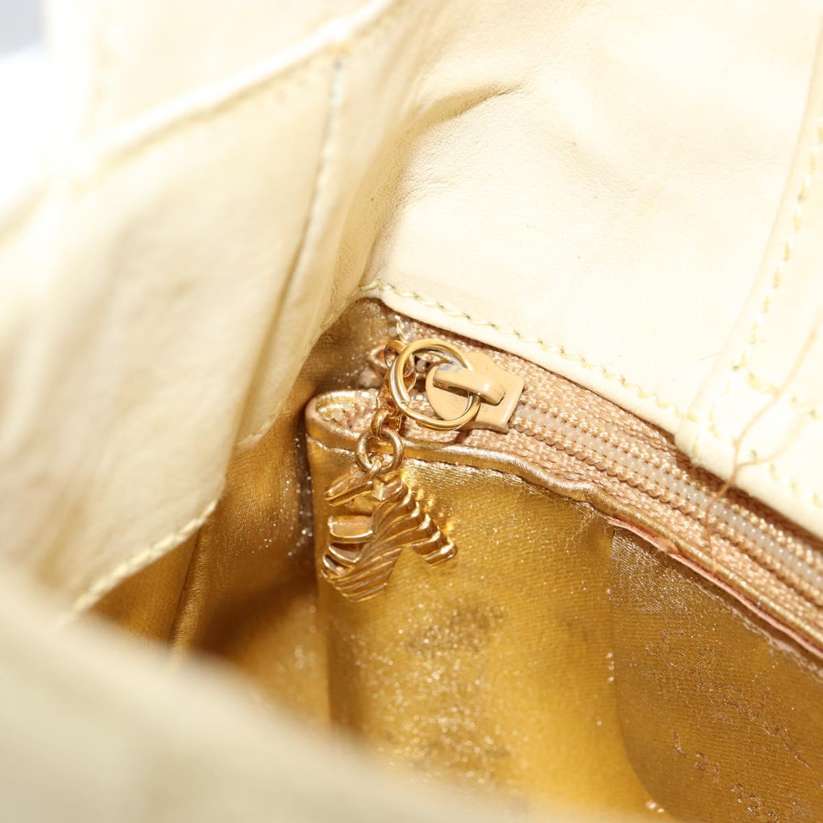 Salvatore Ferragamo Hand Bag Suede Yellow Gold Auth BA8224