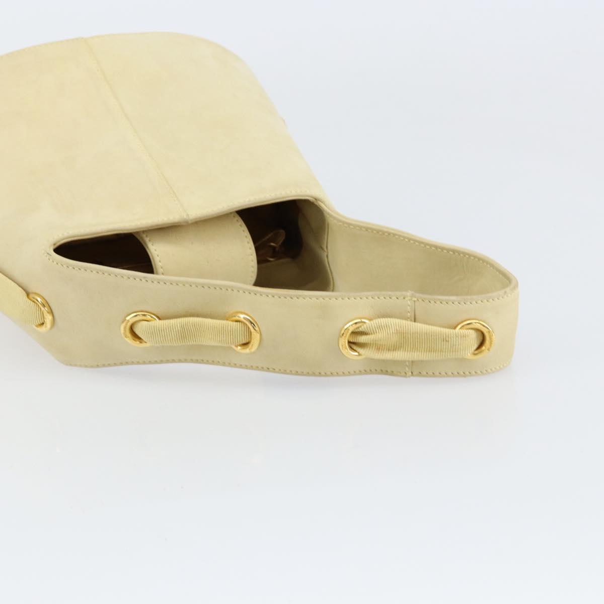 Salvatore Ferragamo Hand Bag Suede Yellow Gold Auth BA8224