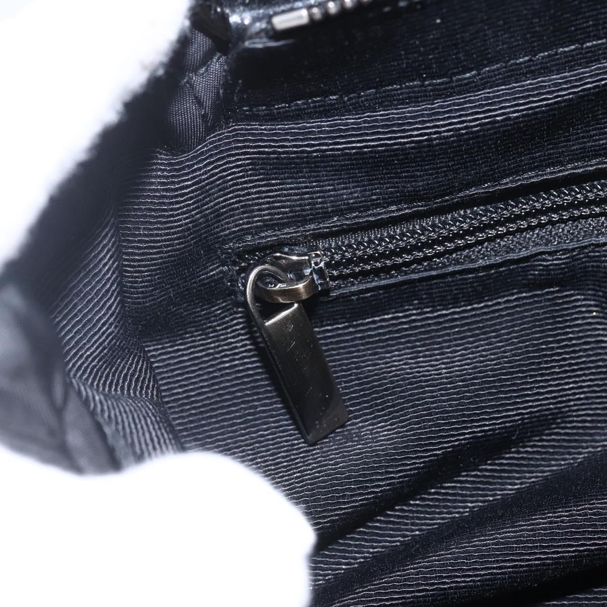 Salvatore Ferragamo Hand Bag Nylon Enamel 2way Black Auth BA8225