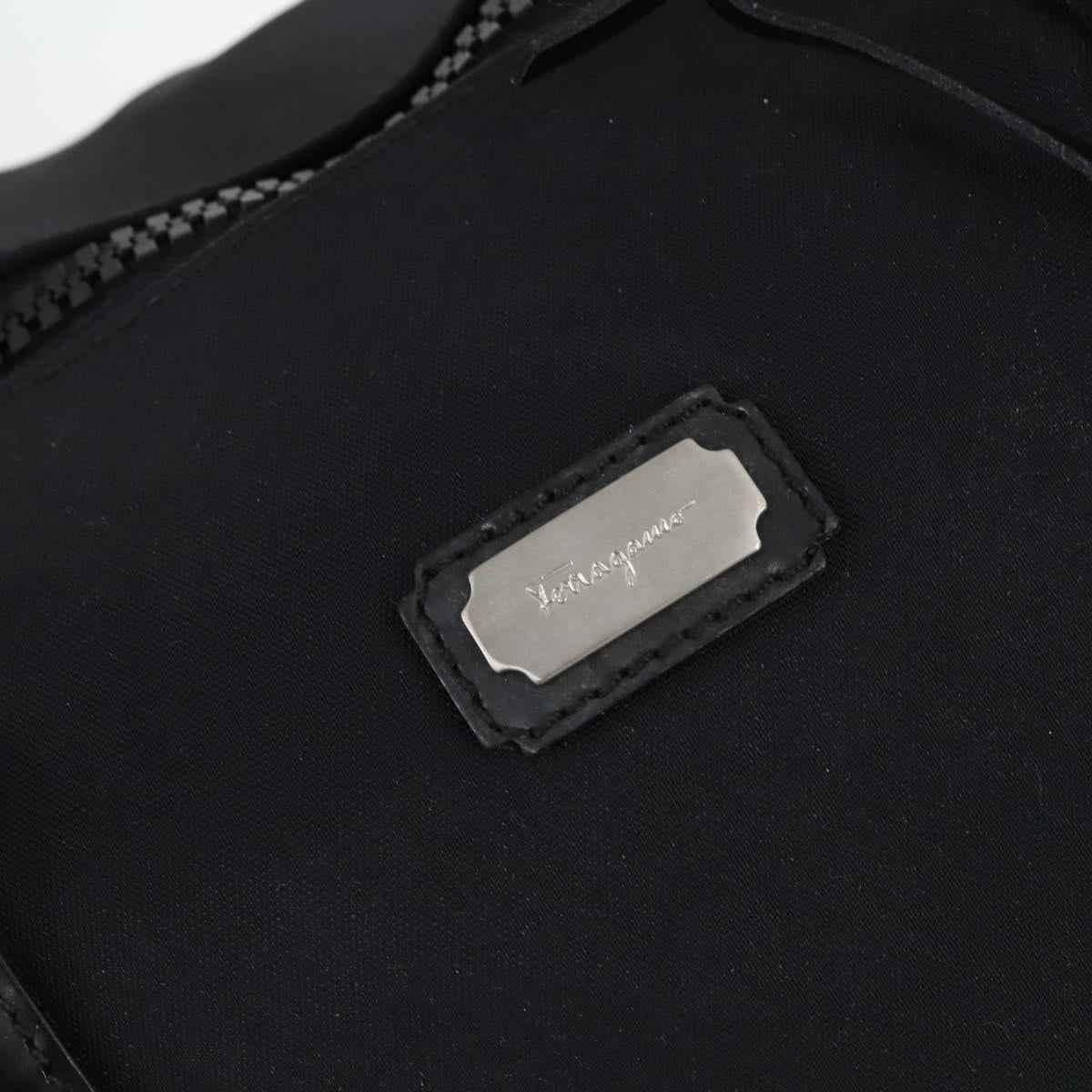 Salvatore Ferragamo Boston Bag Nylon Black Silver Auth BA8227