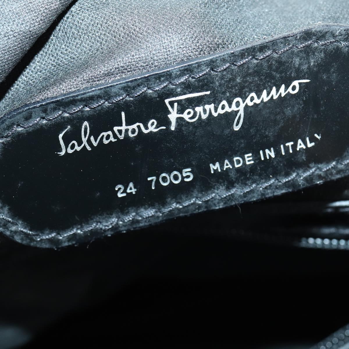 Salvatore Ferragamo Boston Bag Nylon Black Silver Auth BA8227
