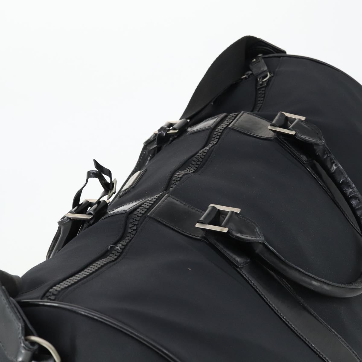 Salvatore Ferragamo Boston Bag Nylon Black Silver Auth BA8227