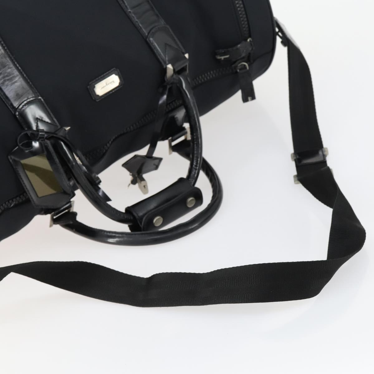 Salvatore Ferragamo Boston Bag Nylon Black Silver Auth BA8227