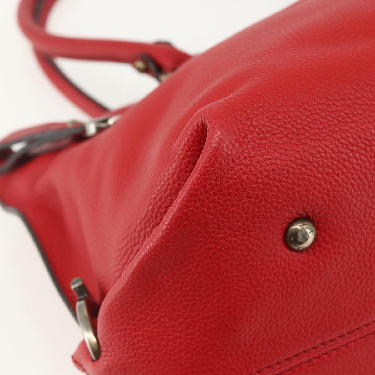 Salvatore Ferragamo Gancini Tote Bag Leather Red Auth BA8228