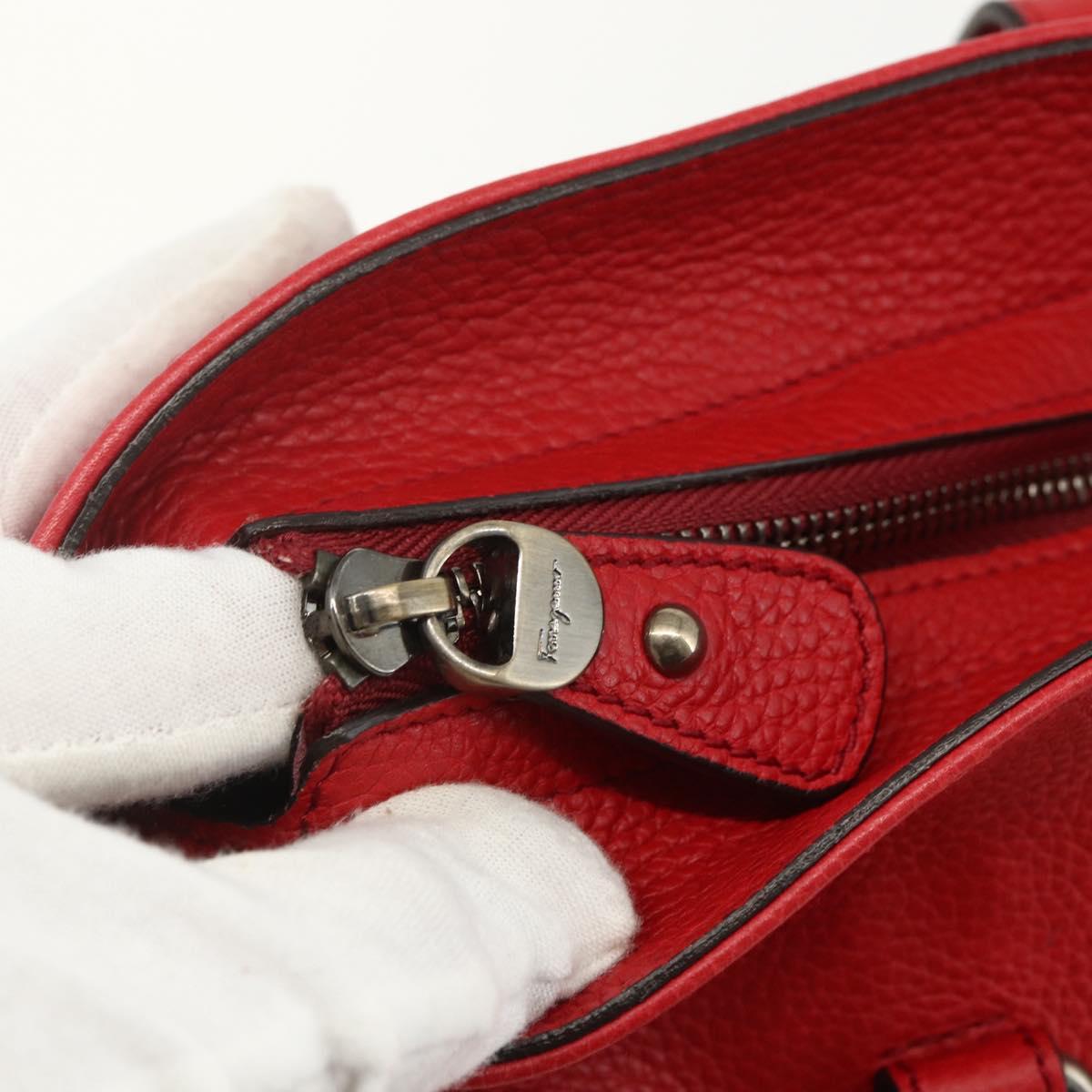 Salvatore Ferragamo Gancini Tote Bag Leather Red Auth BA8228