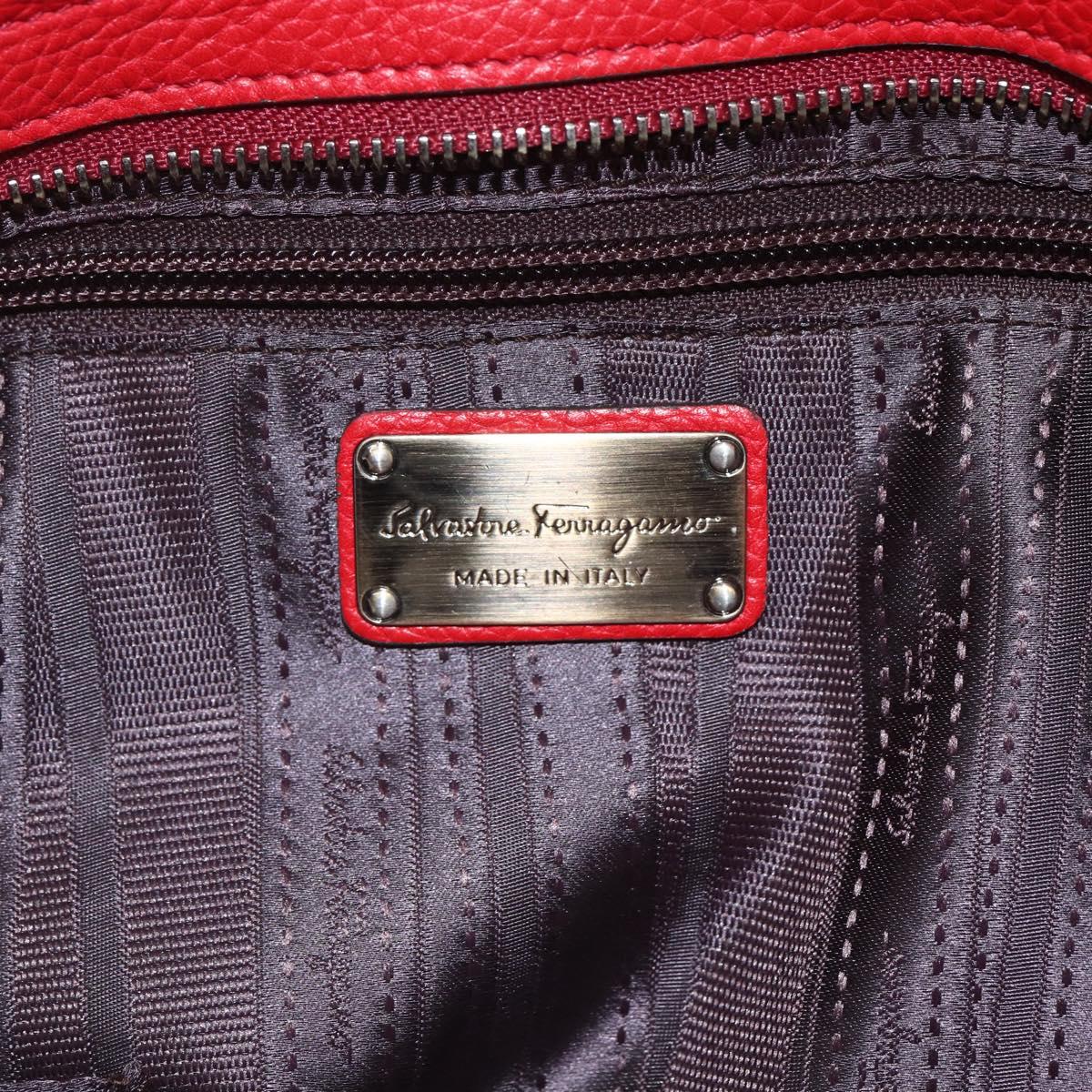 Salvatore Ferragamo Gancini Tote Bag Leather Red Auth BA8228