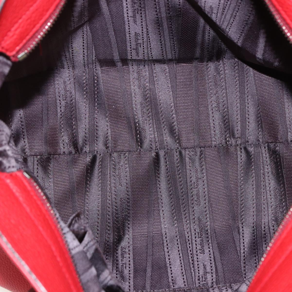 Salvatore Ferragamo Gancini Tote Bag Leather Red Auth BA8228