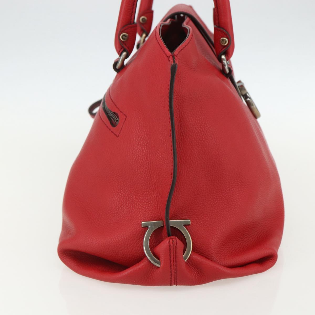 Salvatore Ferragamo Gancini Tote Bag Leather Red Auth BA8228