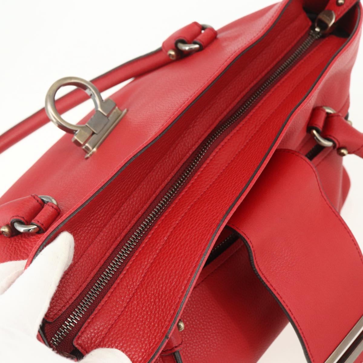 Salvatore Ferragamo Gancini Tote Bag Leather Red Auth BA8228