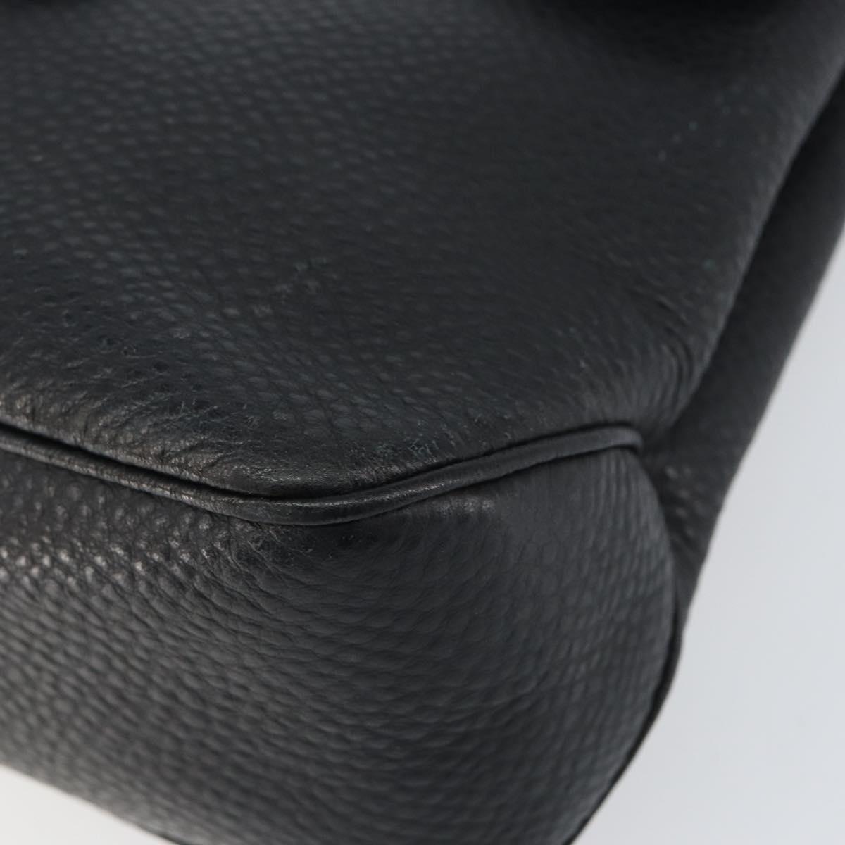 Salvatore Ferragamo Gancini Shoulder Bag Leather Black Silver Auth BA8229