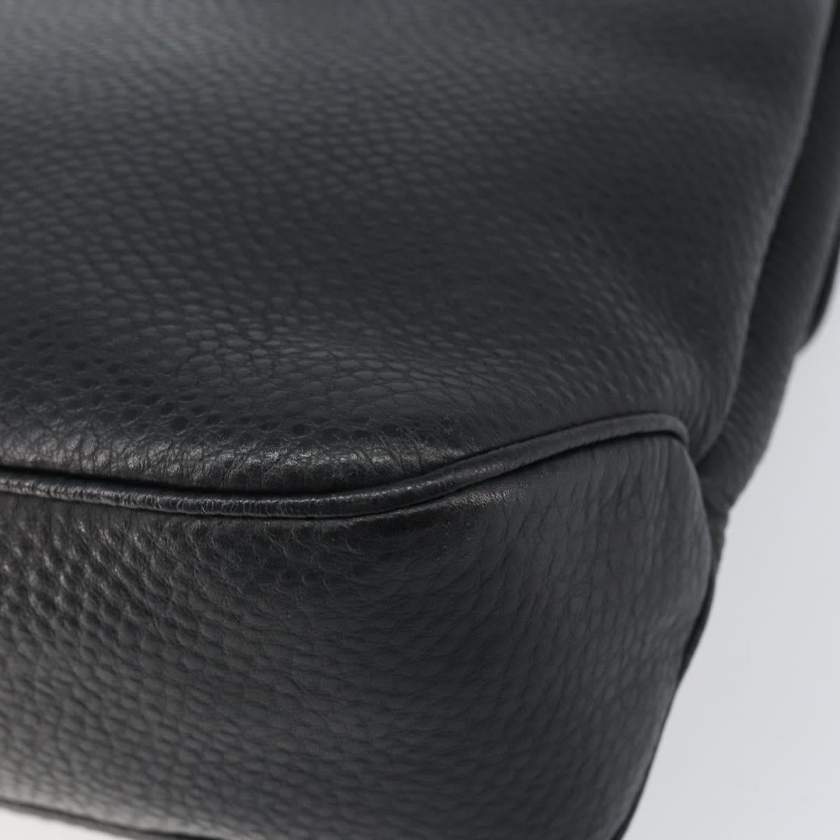 Salvatore Ferragamo Gancini Shoulder Bag Leather Black Silver Auth BA8229