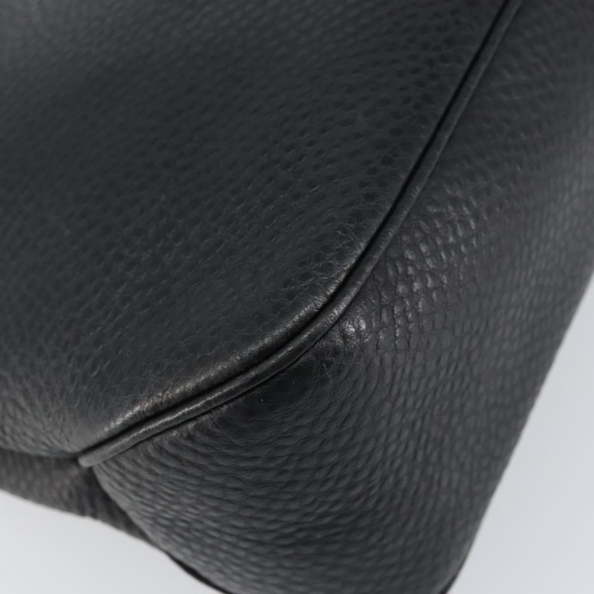 Salvatore Ferragamo Gancini Shoulder Bag Leather Black Silver Auth BA8229