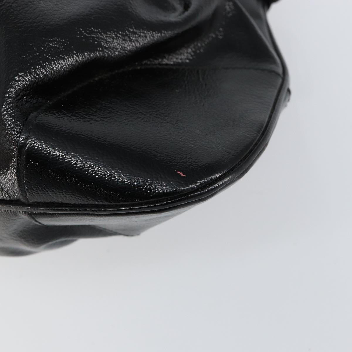 Salvatore Ferragamo Gancini Tote Bag Enamel Black Silver Auth BA8231