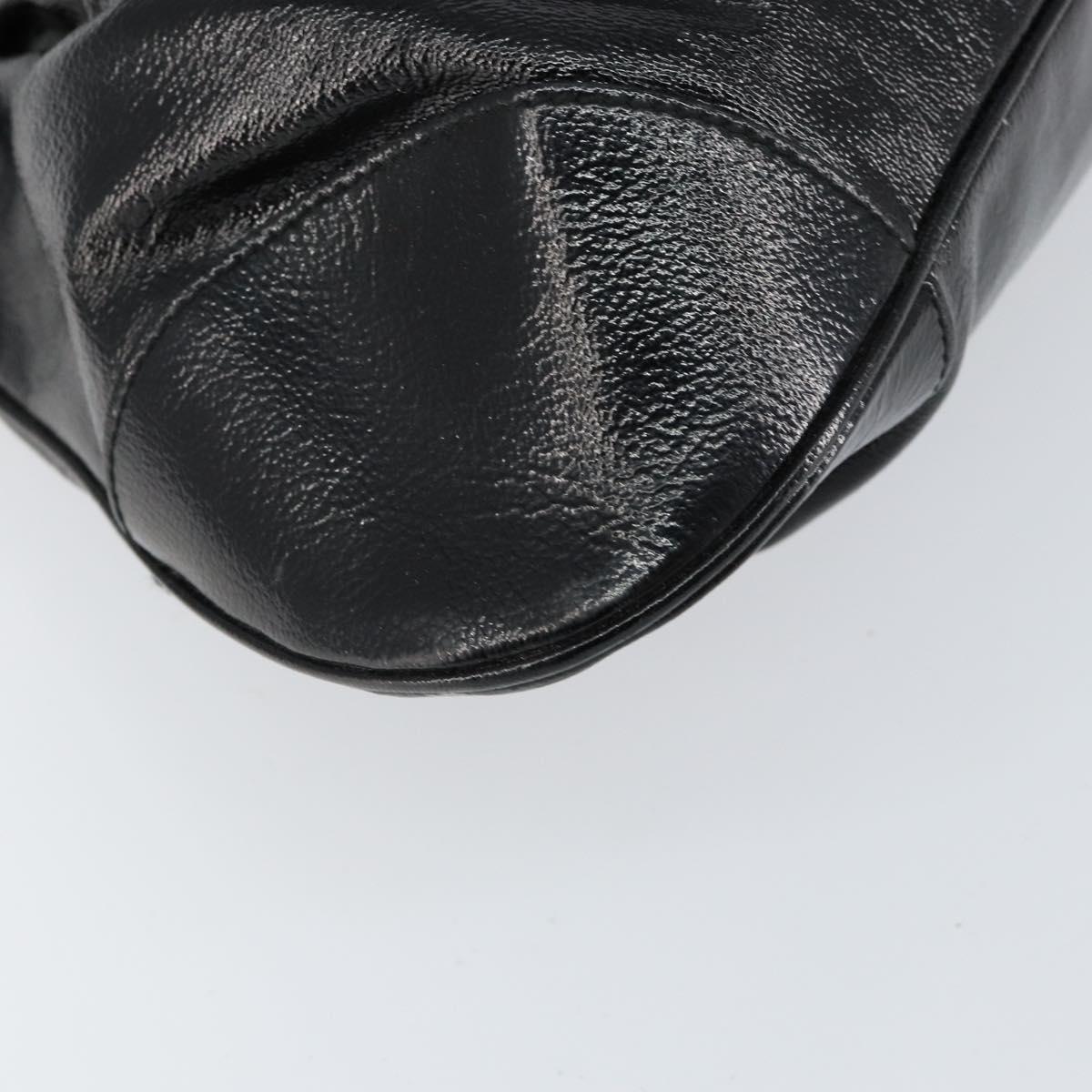 Salvatore Ferragamo Gancini Tote Bag Enamel Black Silver Auth BA8231