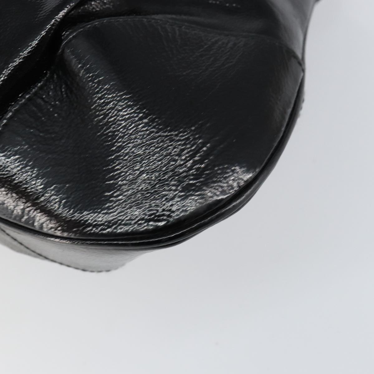 Salvatore Ferragamo Gancini Tote Bag Enamel Black Silver Auth BA8231