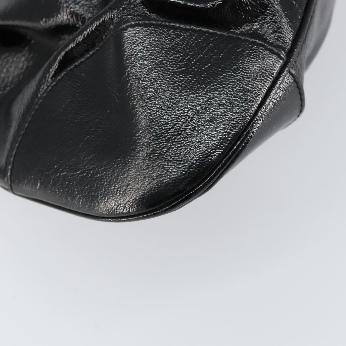 Salvatore Ferragamo Gancini Tote Bag Enamel Black Silver Auth BA8231