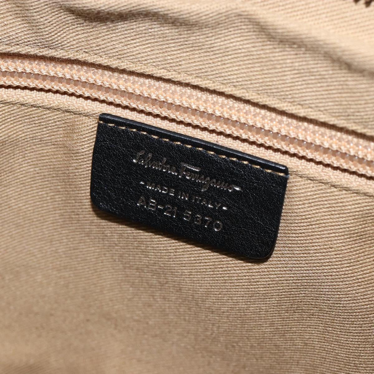 Salvatore Ferragamo Gancini Tote Bag Enamel Black Silver Auth BA8231