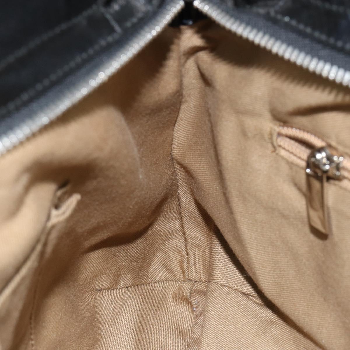 Salvatore Ferragamo Gancini Tote Bag Enamel Black Silver Auth BA8231