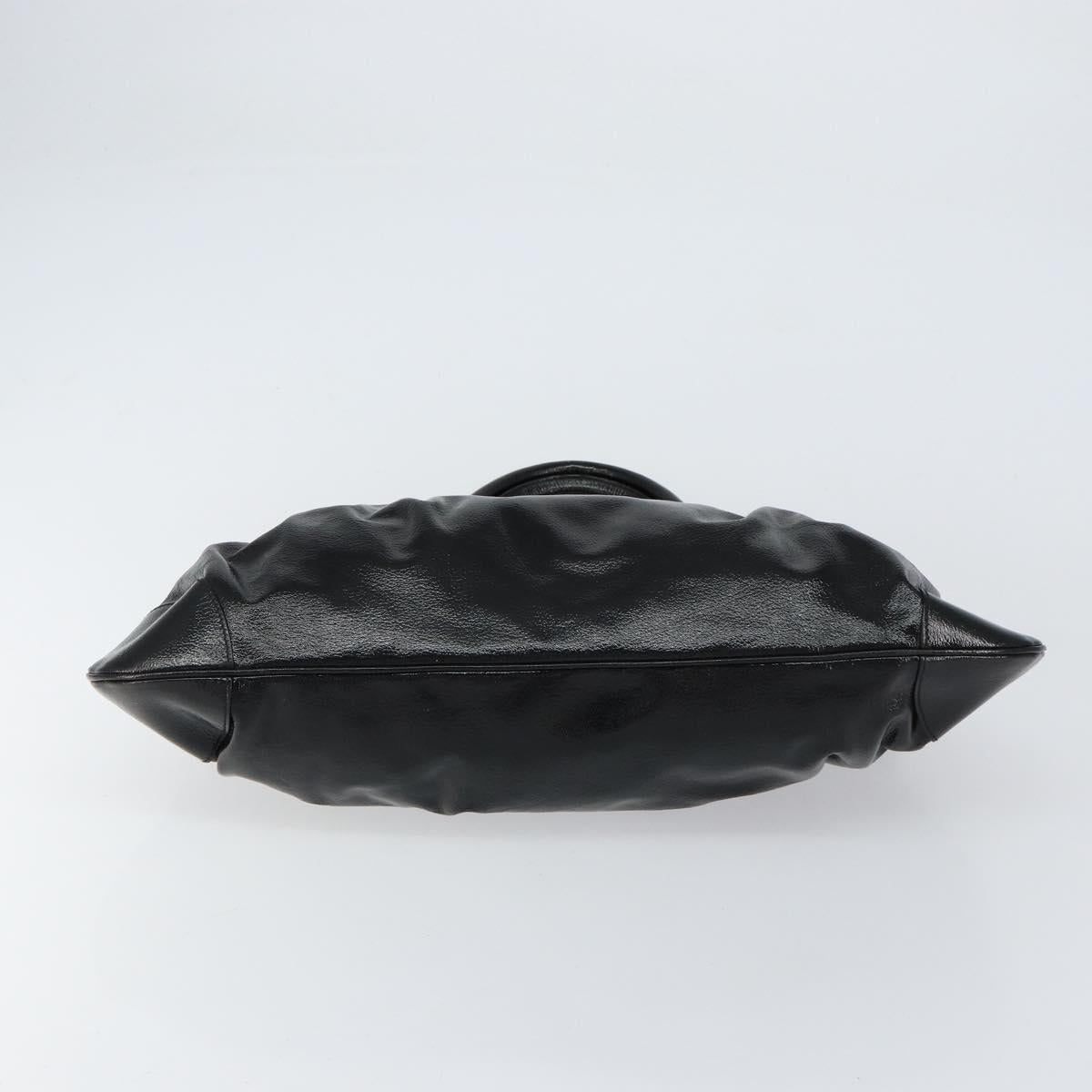 Salvatore Ferragamo Gancini Tote Bag Enamel Black Silver Auth BA8231